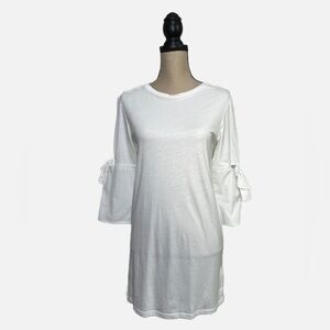 Topshop White Tunic Tie Sleeve Top Womens size 2